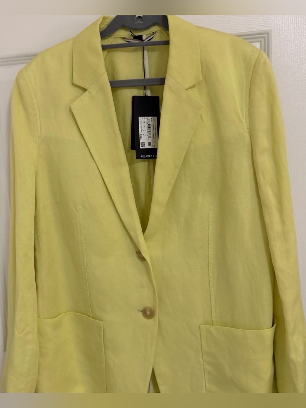 Boss Yellow Linen Blend Relaxed Blazer